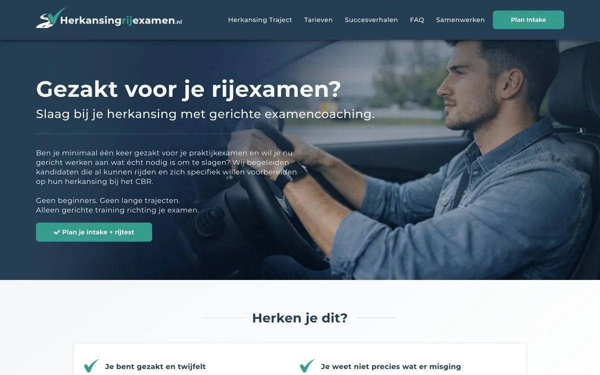 Website Herkansingrijexamen.nl op desktop