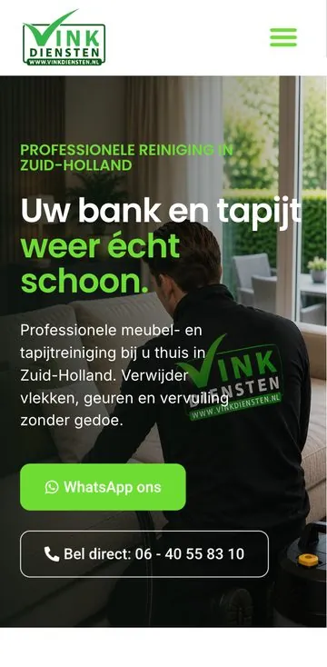 Website Vink Diensten op mobiel